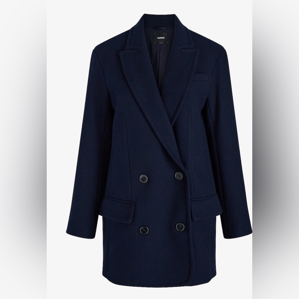 Express Faux Wool Double Breasted Oversized Coat - Picture 2 of 10